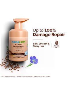 Flaxseed Damage Repair Hair Mask with 5% Flaxseed, 1% Hyaluronic Acid, Ceramides for Softness & Shine - 300 ml