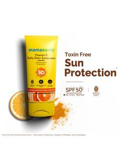 Mamaearth Vitamin C Daily Glow Sunscreen SPF 50 PA++++ – In-Vivo Tested (ISO 24444:2019 Certified, CTRI/2025/05/087276) - 50g